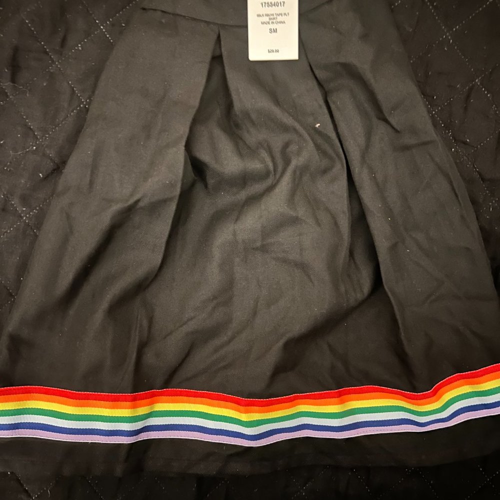Black Rainbow Tape Plaid Skirt